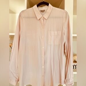 J. Jill Light Light Pink 100% Silk Collared Blouse